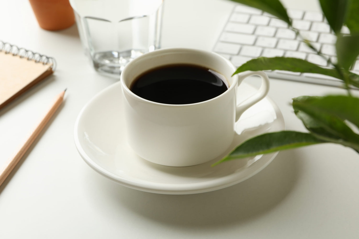 Workplace with cp of coffee